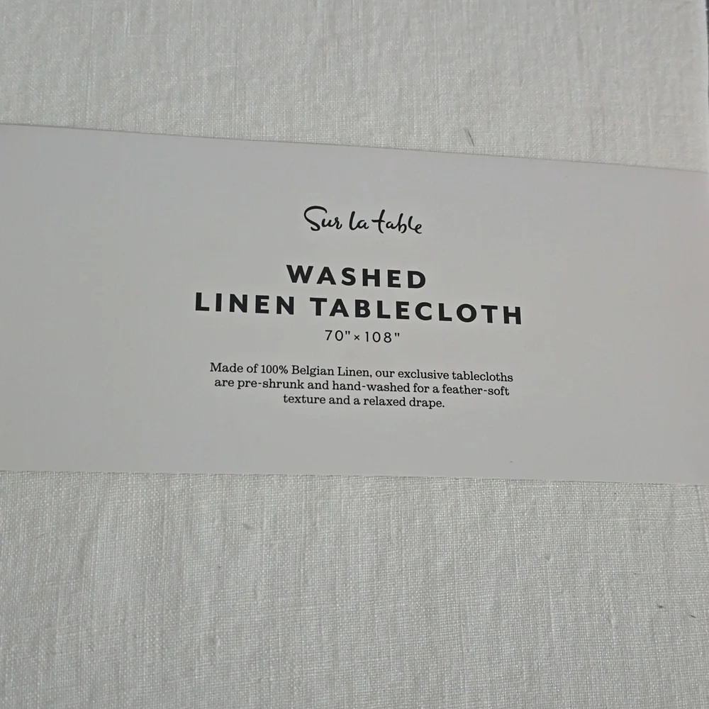 ❤️BUY 2 GET 1 FREE  Sur La Table Classic White Linen Tablecloth, Size 108